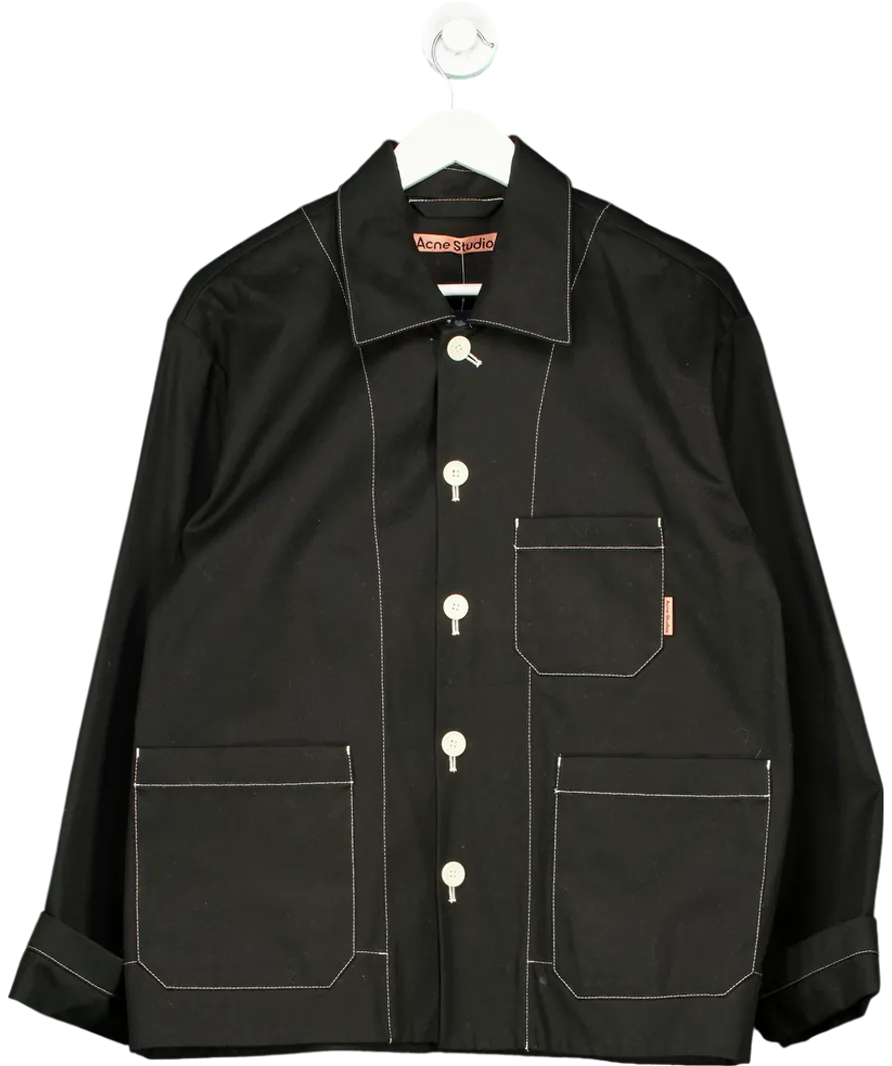 Acne Studios Black Oversized Jacket With Contrast Stitch And Button Detail UK M