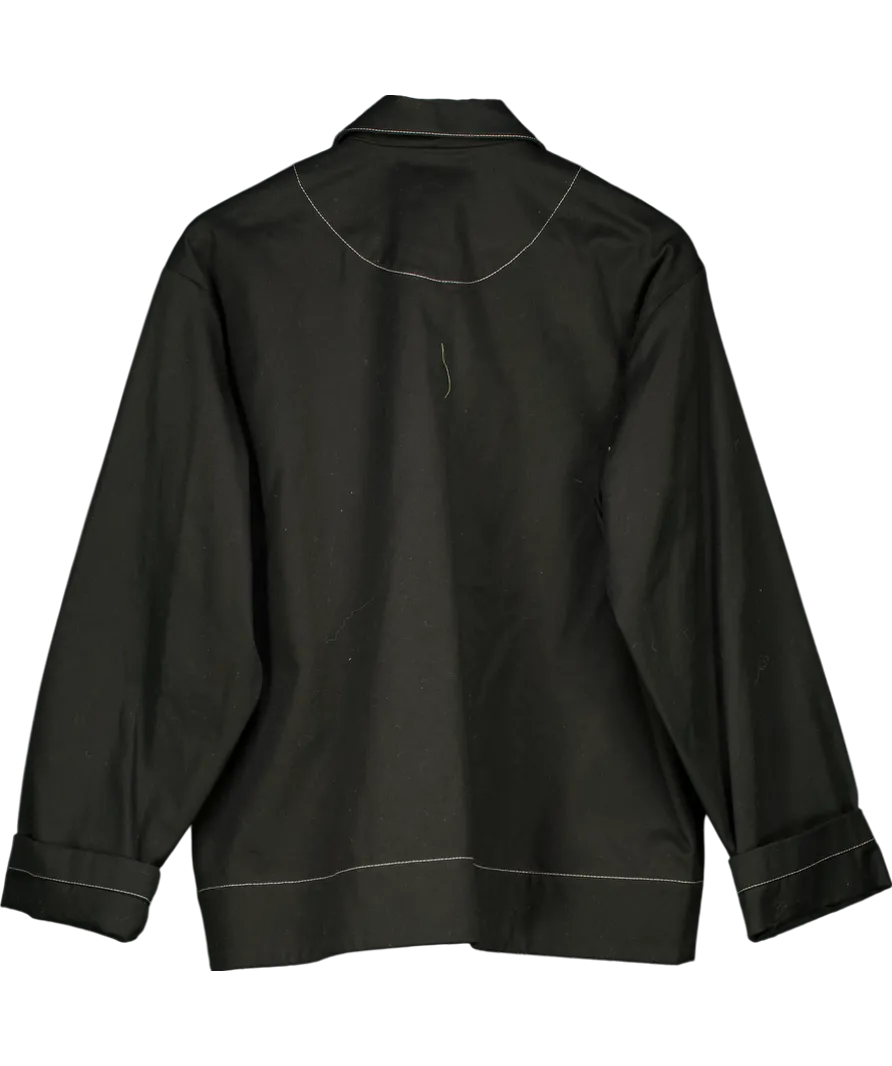 Acne Studios Black Oversized Jacket With Contrast Stitch And Button Detail UK M