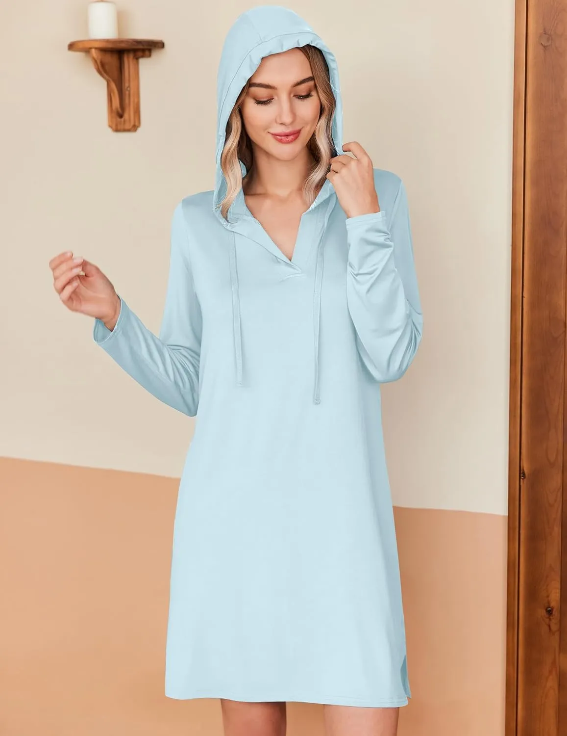 HOTOUCH Womens UPF 50  Cover-Up Dress Beach SPF Sun Protection Long Sleeve Shirts Dress Lightweight Athletic UV Hoodie