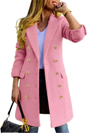 IDEALSANXUN Pink Coats for Women Valentines Day Gifts for Her Spring Fashion Outfits 2025 Wool Blazer Jackets Peacoat Trench Coats(Pink, XL)