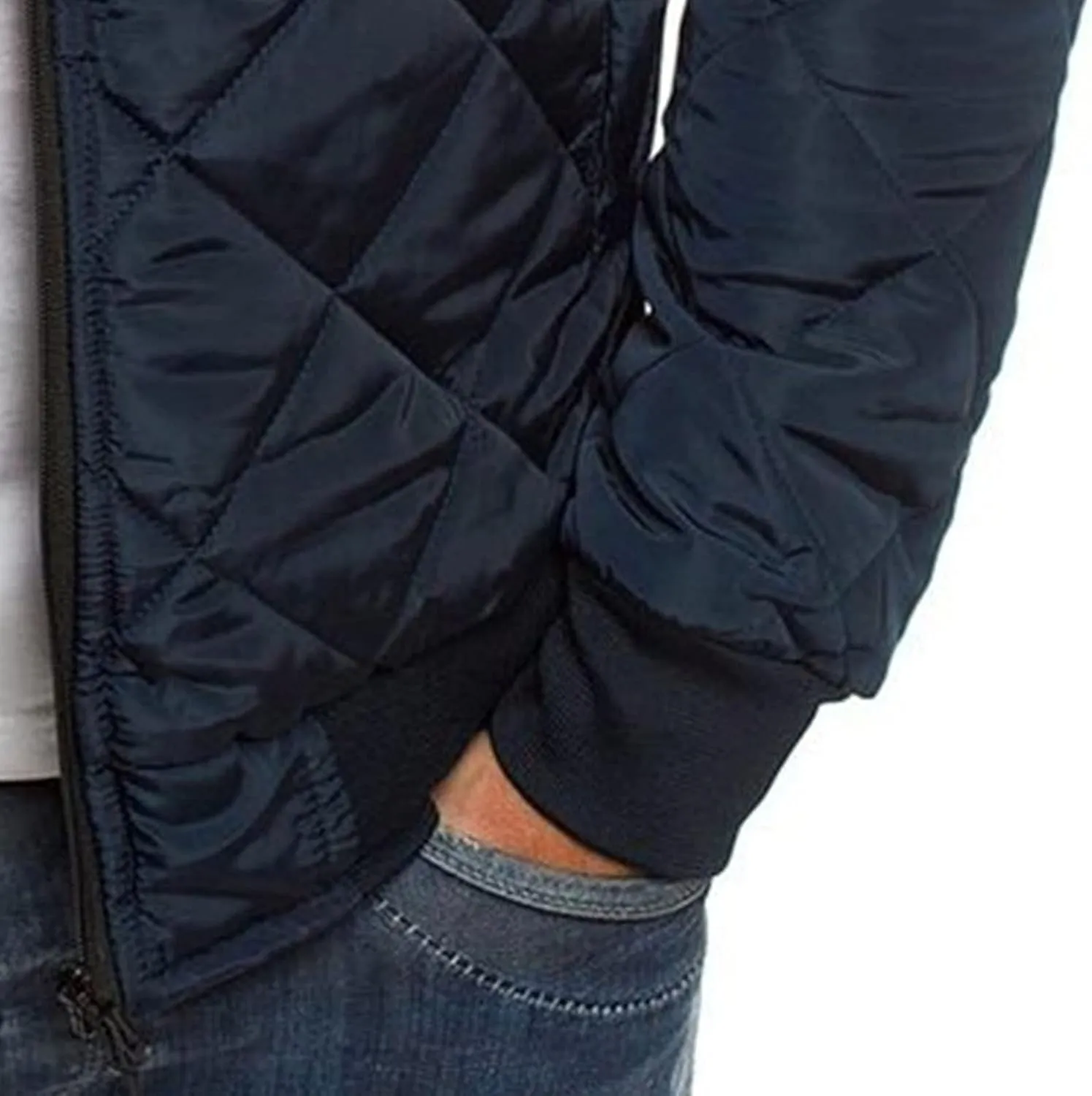 Maiyifu-GJ Men Flight Bomber Jackets Diamond Quilted Lightweight Varsity Jacket Full Zip Up Softshell Winter Warm Padded Coat