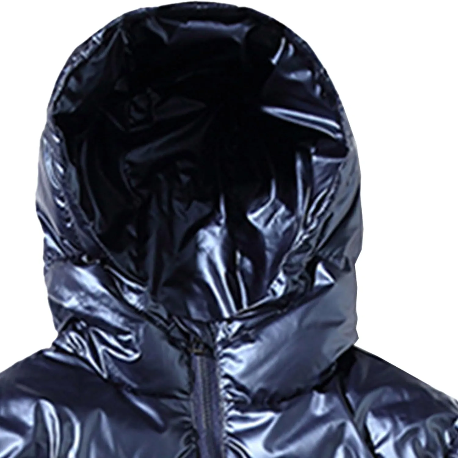 Maiyifu-GJ Men's Metallic Hooded Puffer Jacket Winter Warm Down Jackets Full Zip Alternative Quilted Padded Coat