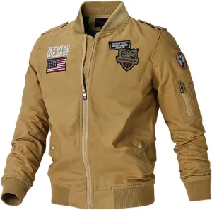 Military Jackets for Men Cotton USA American Flag Flight Bomber Jackets Lightweight Tactical Windbreakers Cargo Coats
