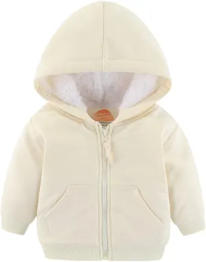 Mud Kingdom Boys Girls Full-Zip Hooded Sweatshirt Fur Lined Funny Pattern 6 Months-8 Years