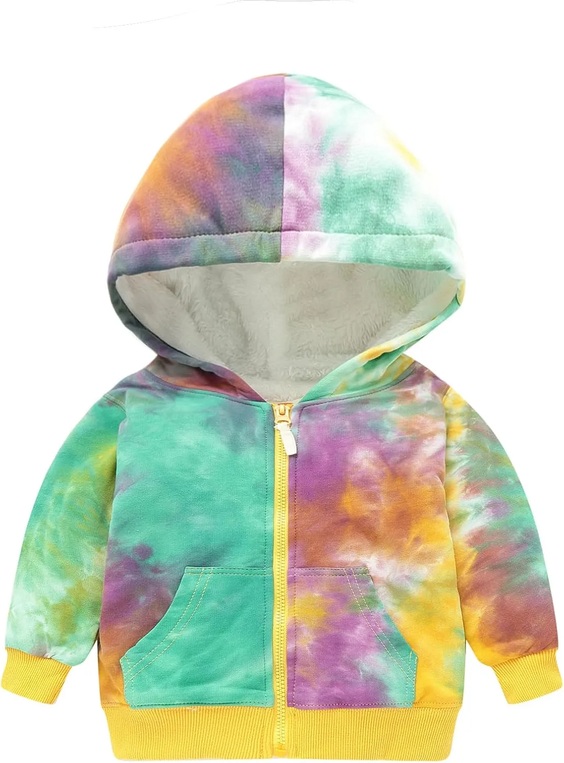 Mud Kingdom Boys Girls Full-Zip Hooded Sweatshirt Fur Lined Funny Pattern 6 Months-8 Years