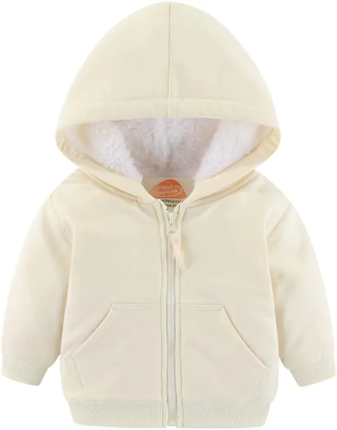Mud Kingdom Boys Girls Full-Zip Hooded Sweatshirt Fur Lined Funny Pattern 6 Months-8 Years