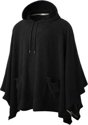 Ohoo Men's Hooded Poncho Cape Cloak Fashion Hoodie Pullover with Pocket