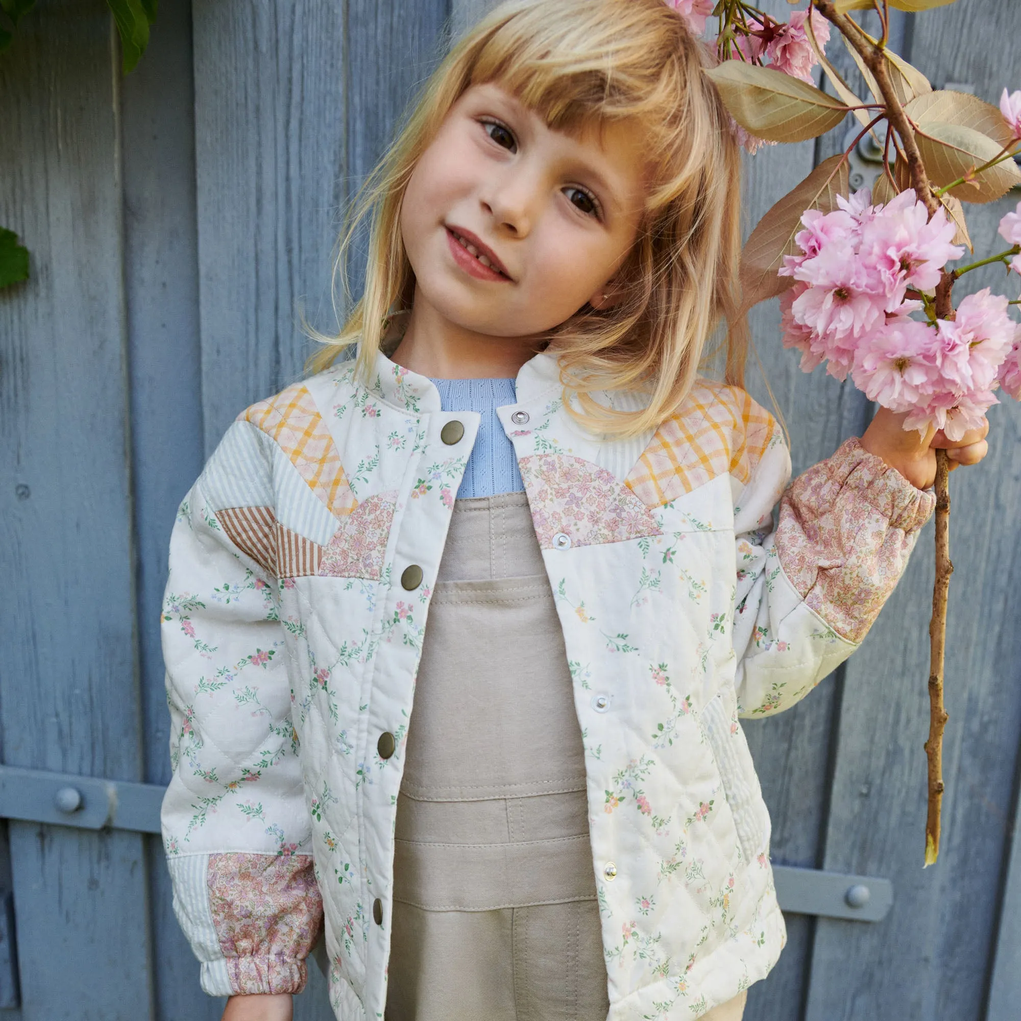 Quilt Jacket Inga - ivory checked flowers