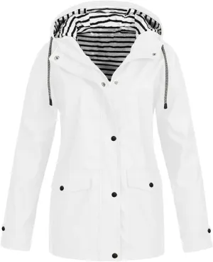 Rain Jackets Women Lightweight Waterproof Plus Size Raincoat with Hood, Fall Long Packable Windbreaker Poncho