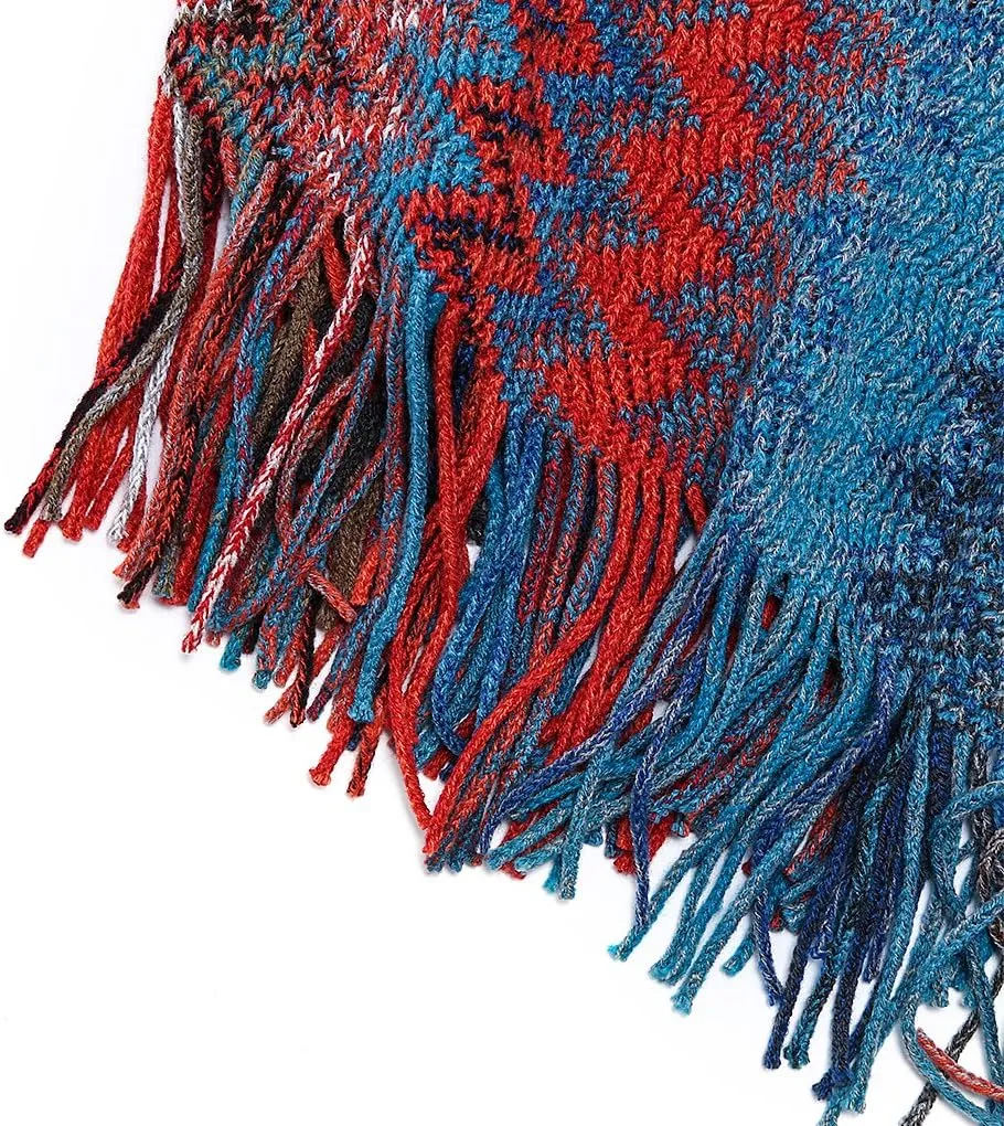 SherryDC Women's Zig-Zag Knit Tassel Fringed Pullover Poncho Sweater Cape Shawl Wrap