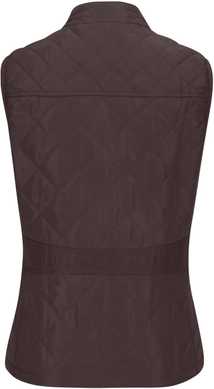 SHOPESSA Quilted Vests for Women Lightweight Stand Collar Down Coat Zip Up Women Padded Gilet with Pockets Thin Puffer Vest