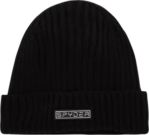 Spyder Men's Beanie - Cozy Plush Sherpa Fur Lined Ribbed Knit Cuff Winter Hat for Men with Embroidered and Rubber Logo Patch
