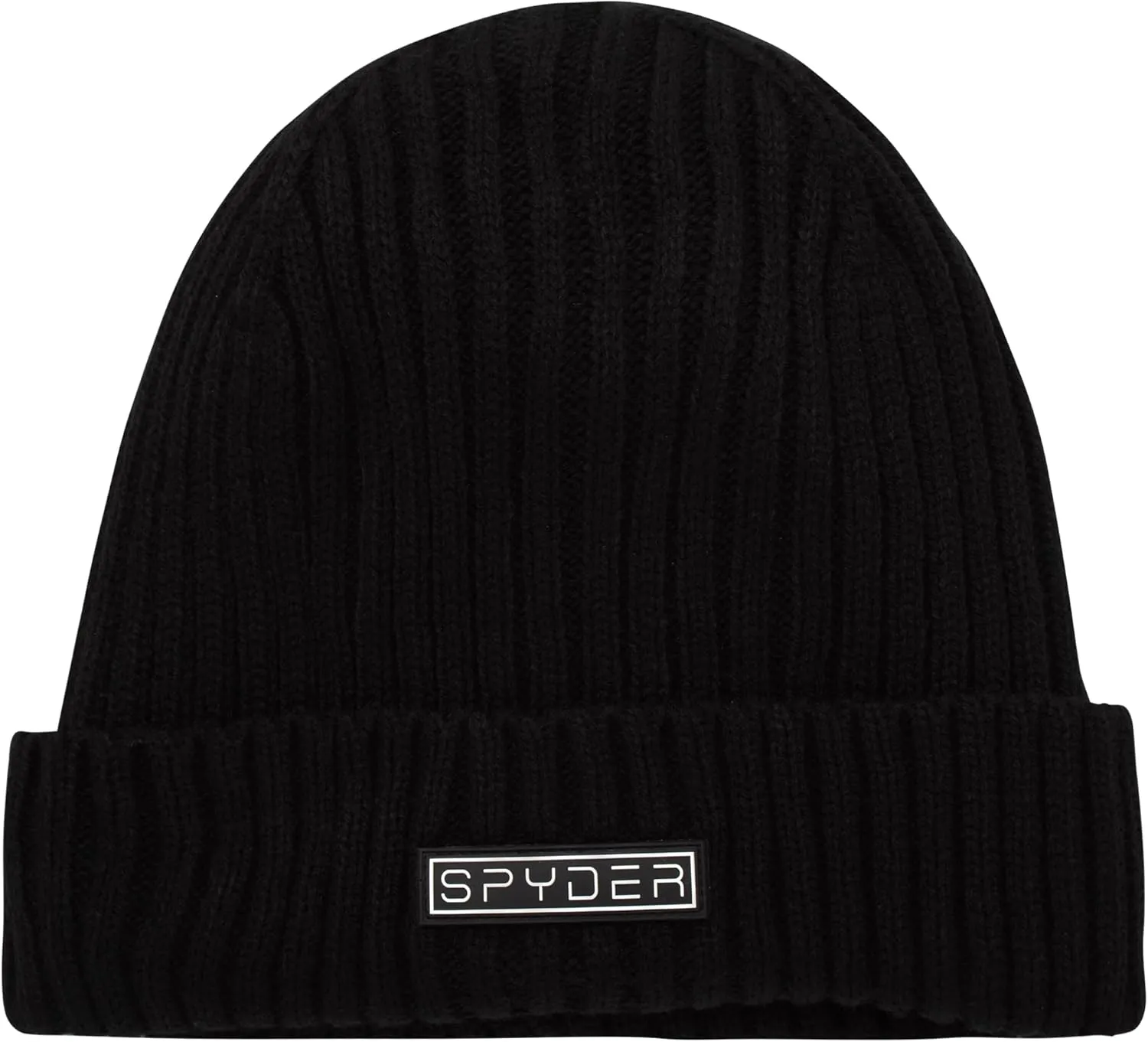 Spyder Men's Beanie - Cozy Plush Sherpa Fur Lined Ribbed Knit Cuff Winter Hat for Men with Embroidered and Rubber Logo Patch