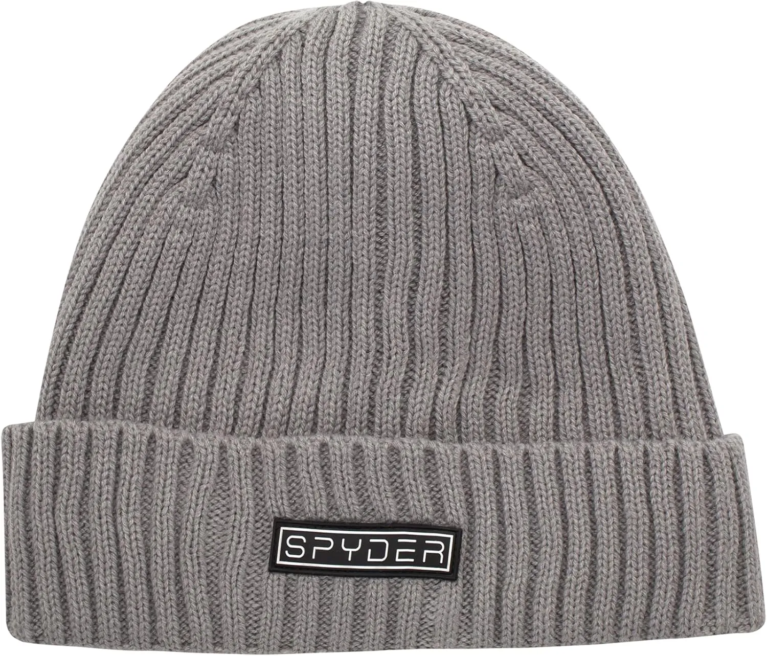 Spyder Men's Beanie - Cozy Plush Sherpa Fur Lined Ribbed Knit Cuff Winter Hat for Men with Embroidered and Rubber Logo Patch