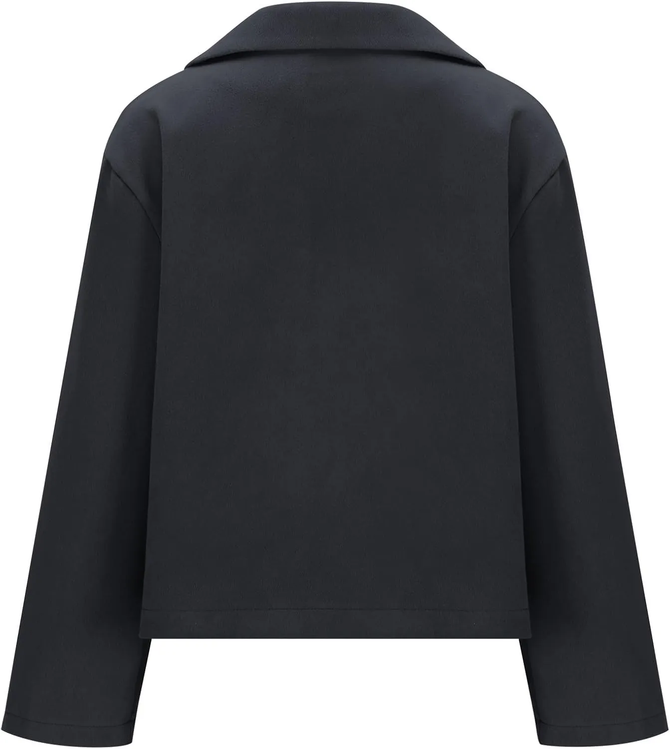 Women Cropped Pea Coat Winter Trendy Wool Blend Short Jacket Double Breasted Peacoat Open Front Trench Overcoats