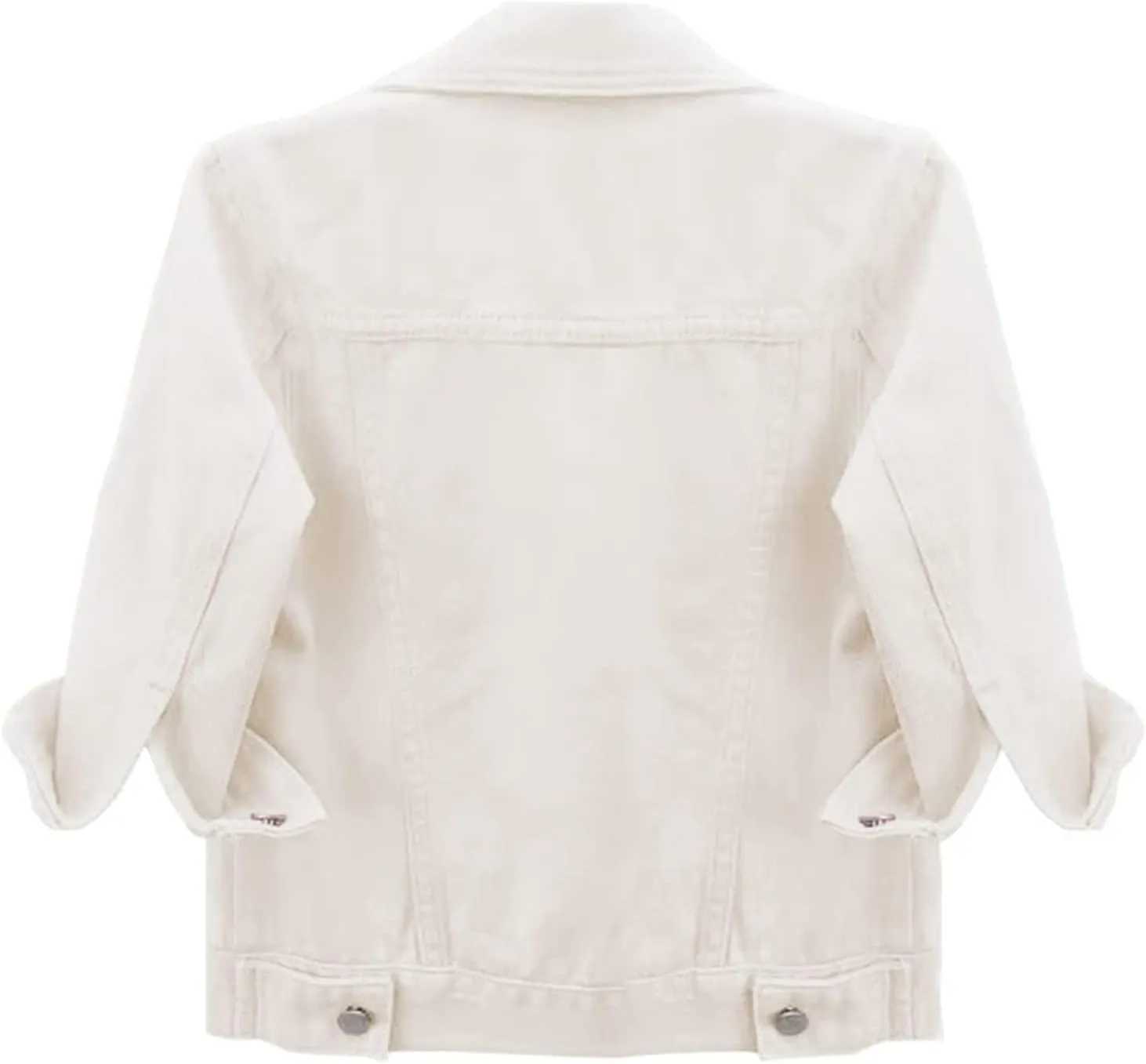 Womens Cropped Denim Jacket Button Down Jean Jacket Lightweight Trucker Coat Casual 3/4 Sleeve Tops with Pockets