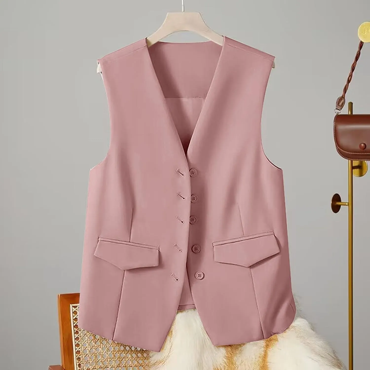 Womens Vests Crop Tank Tops 2025 Button Casual Blaz_er Suit Spring Outfits Waistcoat Jackets Tight Vest for Women