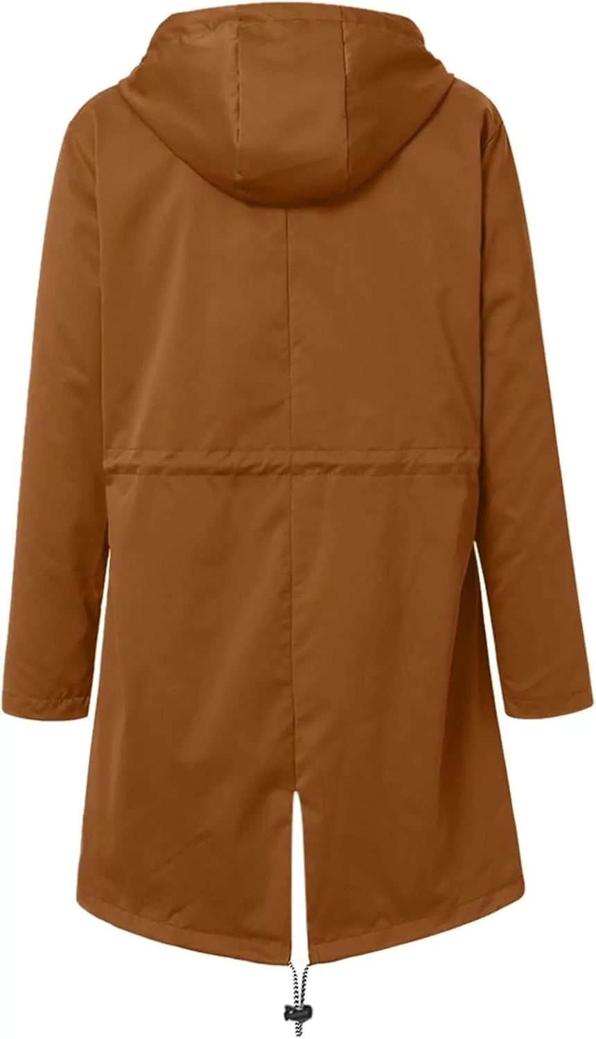 Womens Waterproof Rain Jacket Lightweight Hooded Raincoat Outdoor Travel Climbing Packable Hooded Windbreaker Trench Coats
